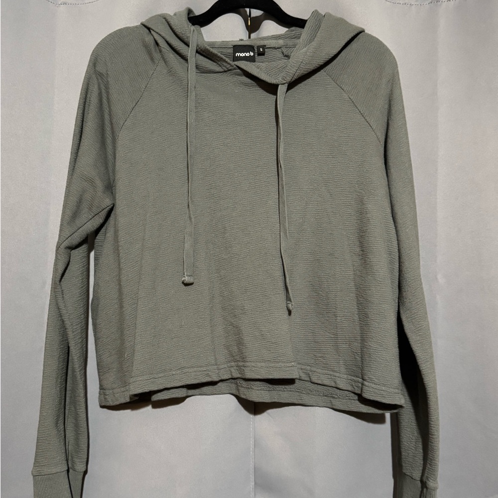 Mona B Gray Cropped Relaxed Hoodie